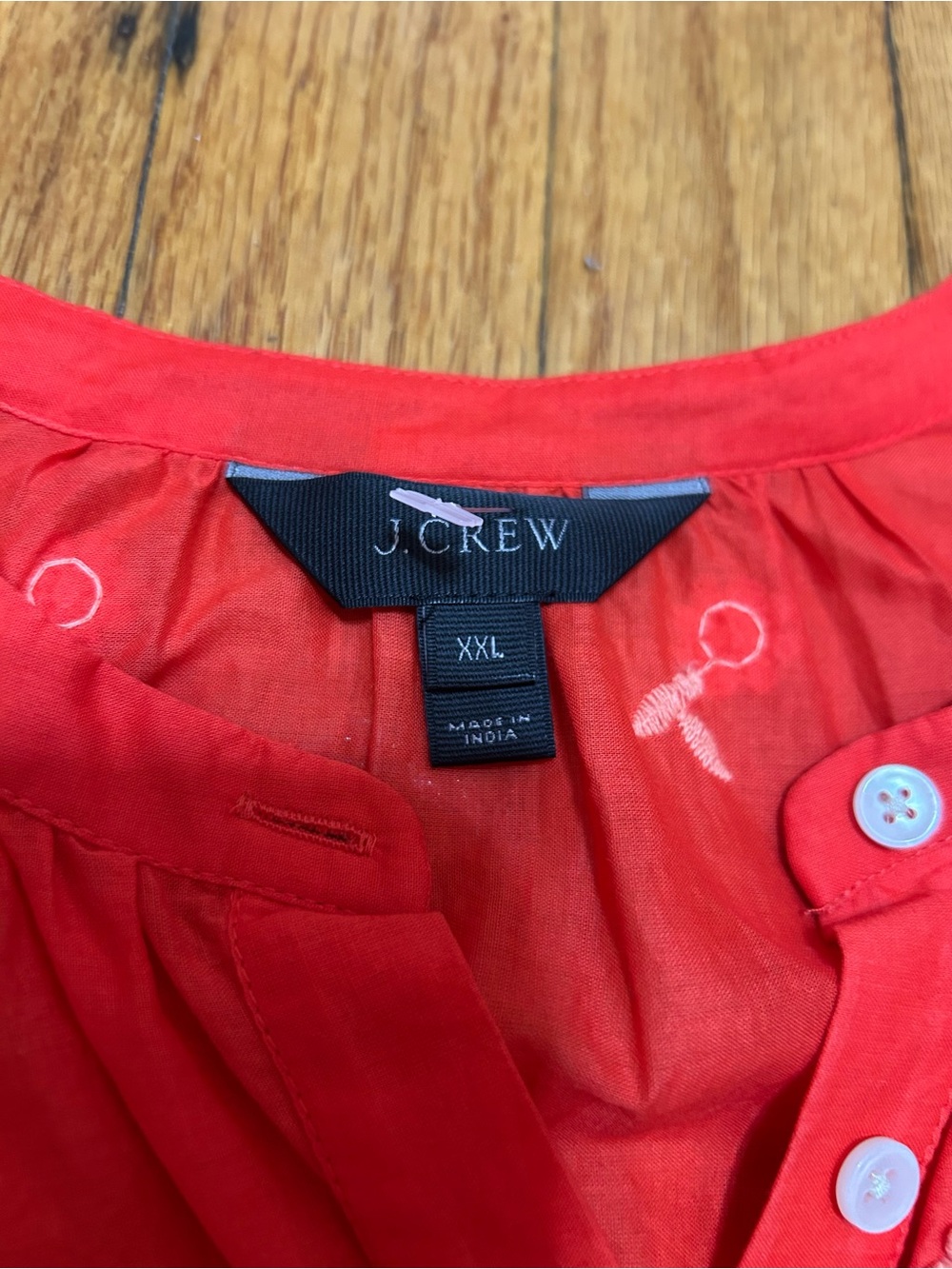 J.Crew | Floral Embroidered Blouse blood orange‎ XXL - Picture 5 of 10
